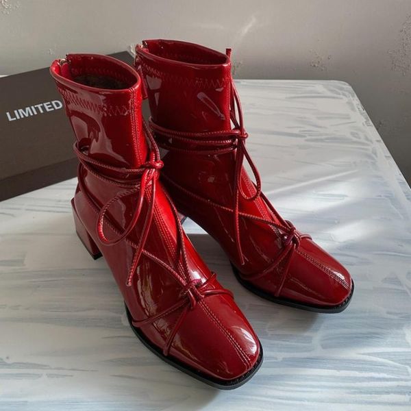 womens patent leather ankle boots square heel straps lace up stretchy shoes warm winter&spring styles black red shiny
womens patent leather ankle boots square heel straps lace up stretchy shoes warm winter&spring styles black red shiny