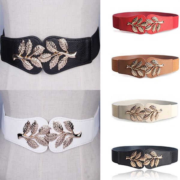 new leaf waistband stretchy elastic double metal buckle wide girdle decoration buckle waistband down dress leather belt, Black;brown
new leaf waistband stretchy elastic double metal buckle wide girdle decoration buckle waistband down dress leather belt, Black;brown