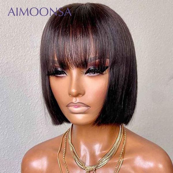 lace wigs bang wig human hair short bob straight front fringe 13x4 frontal peruvian remy 130% density, Black;brown 
lace wigs bang wig human hair short bob straight front fringe 13x4 frontal peruvian remy 130% density, Black;brown