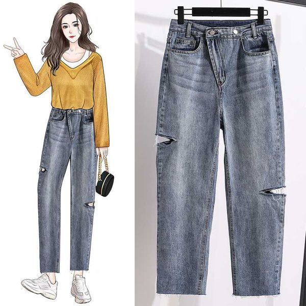 ripped denim pants female high waist woman plus large size boyfriend jeans for women's clothing 2020 trouser oversize d0266, Blue
ripped denim pants female high waist woman plus large size boyfriend jeans for women's clothing 2020 trouser oversize d0266, Blue