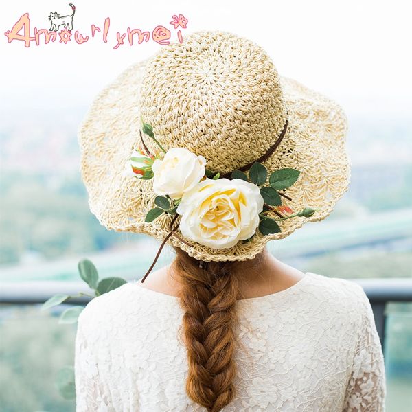summer beach hat for women chapeu japanese style mori girl lolita romantic flowers straw hats & caps female sun hat, Blue;gray
summer beach hat for women chapeu japanese style mori girl lolita romantic flowers straw hats & caps female sun hat, Blue;gray