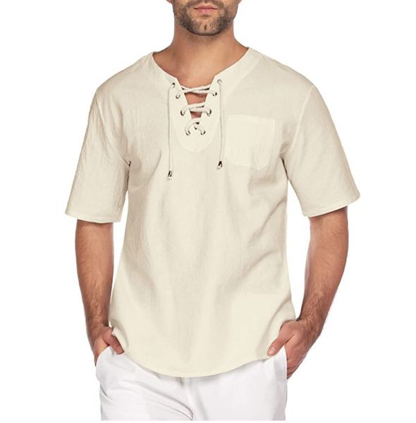 men's t-shirts 2021 short-sleeved t-shirt cotton and linen lace-up casual fashion beige, White;black
men's t-shirts 2021 short-sleeved t-shirt cotton and linen lace-up casual fashion beige, White;black