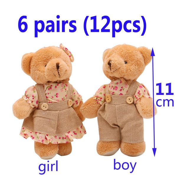 12pcs 6 pair 11cm small teddy bear plush toys kid wedding bridal gift party mini anime pendant valentine's day key chain dolls
12pcs 6 pair 11cm small teddy bear plush toys kid wedding bridal gift party mini anime pendant valentine's day key chain dolls