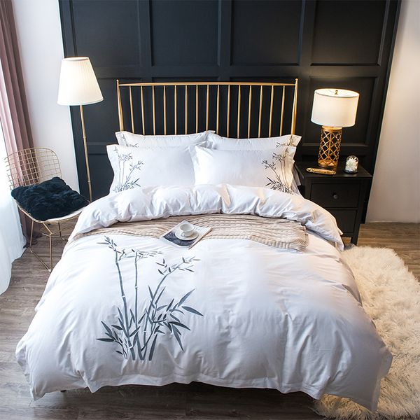 gray white duvet cover set bamboo leaves embroidered on egyptian cotton bedding set bed sheet pillow shams king size 4pcs
gray white duvet cover set bamboo leaves embroidered on egyptian cotton bedding set bed sheet pillow shams king size 4pcs