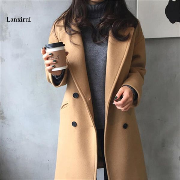 spring new imitation wool coat slim double breasted black jacket ladies long coat fashion
spring new imitation wool coat slim double breasted black jacket ladies long coat fashion