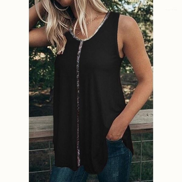 sleeveless vest tshirt summer solid color sequin cool sleeveless female designer clothes womens v neck, White
sleeveless vest tshirt summer solid color sequin cool sleeveless female designer clothes womens v neck, White