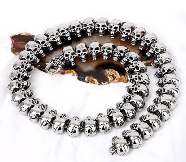 necklace mens skull chain stainless steel retro necklace gothic hip hop punk skeleton fashion jewelry chain on the88, Silver
necklace mens skull chain stainless steel retro necklace gothic hip hop punk skeleton fashion jewelry chain on the88, Silver