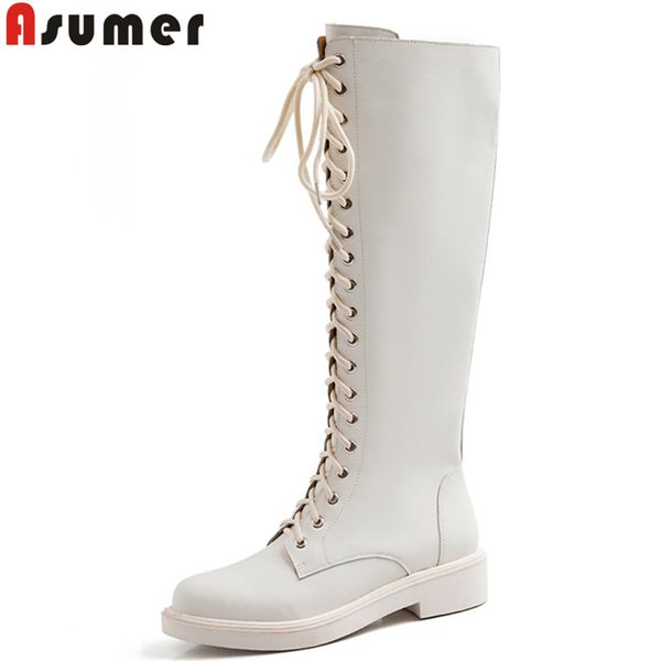 asumer 2020 new full genuine leather boots lace up solid color round toe square riding boots white knee high women, Black
asumer 2020 new full genuine leather boots lace up solid color round toe square riding boots white knee high women, Black