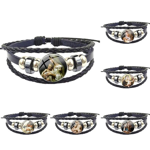 charm bracelets for women christmas gift glass cabochon black leather bracelet bangle virgin mary baby jesus religious, Golden;silver
charm bracelets for women christmas gift glass cabochon black leather bracelet bangle virgin mary baby jesus religious, Golden;silver