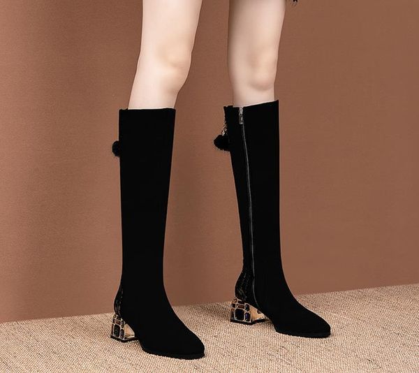 knee high boots with thick rhinestones thin boots winter plus size plus velvet women's, Black
knee high boots with thick rhinestones thin boots winter plus size plus velvet women's, Black