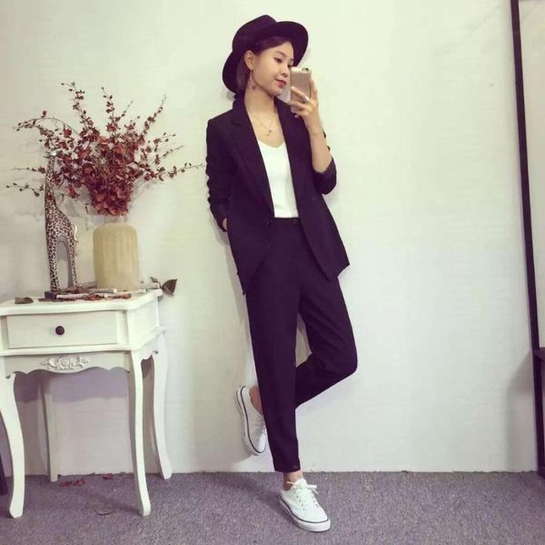 women's two piece pants women pant suits loose black suit leisure party a grain of buckle western-style fashion two-piece vocational, White
women's two piece pants women pant suits loose black suit leisure party a grain of buckle western-style fashion two-piece vocational, White