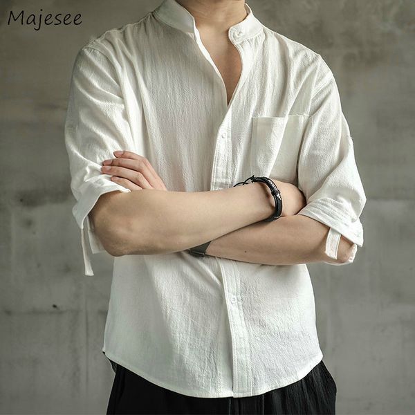 men's casual shirts men stand collar short-sleeve cotton linen breathable thin solid simple all-match mens large-size 5xl leisure loos, White;black
men's casual shirts men stand collar short-sleeve cotton linen breathable thin solid simple all-match mens large-size 5xl leisure loos, White;black
