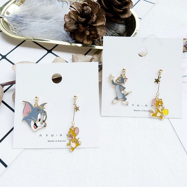 new japanese korean creative cute fun cat and mouse asymmetry earrings fashion personality student girl's jewelry accessories, Silver
new japanese korean creative cute fun cat and mouse asymmetry earrings fashion personality student girl's jewelry accessories, Silver