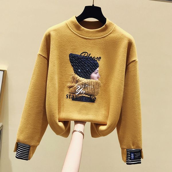 2020 new early spring round neck internet celebrity ins korean style versatile fake two-piece loose sweater sweaterpullover sweater women�, Black
2020 new early spring round neck internet celebrity ins korean style versatile fake two-piece loose sweater sweaterpullover sweater women�, Black