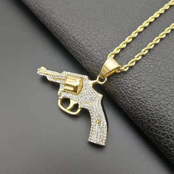 hip hop rhinestones paved bling iced out stainless steel revolver gun pendant necklaces for men jewelry drop shipping, Silver
hip hop rhinestones paved bling iced out stainless steel revolver gun pendant necklaces for men jewelry drop shipping, Silver