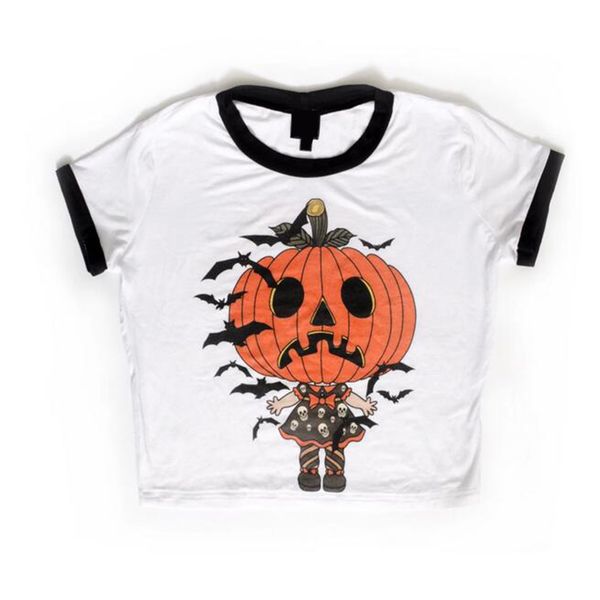 women's t-shirt fahsion women pumpkin bat retro dark printed crop tee gothic halloween harajuku streetwear casual female, White
women's t-shirt fahsion women pumpkin bat retro dark printed crop tee gothic halloween harajuku streetwear casual female, White