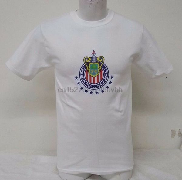chivas del guadalajara men's white t-shirt straight fit heat press logo