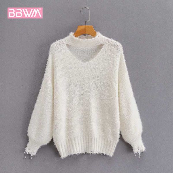 white v-neck mohair fashion knit women's sweater korean style long sleeve pullover harajuku hcic female sweater, White;black
white v-neck mohair fashion knit women's sweater korean style long sleeve pullover harajuku hcic female sweater, White;black