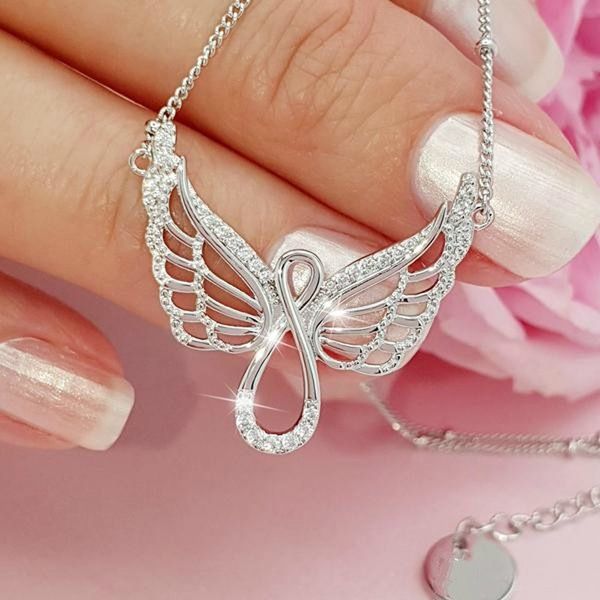crystal angel necklace rhinestone choker couple gift pendant women jewelry, Silver
crystal angel necklace rhinestone choker couple gift pendant women jewelry, Silver
