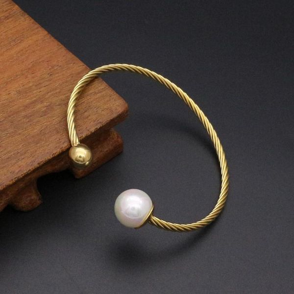 jsbao gold/silver color classic stainless steel twisted cable bracelet & bangle for women fashion imitation pearl stone jewelry, Black 
jsbao gold/silver color classic stainless steel twisted cable bracelet & bangle for women fashion imitation pearl stone jewelry, Black