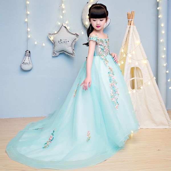 girl's dresses boat neck evening sweet dress beads long trailing mesh flower girl embroidery communion gowns kids wedding pageant, Red;yellow
girl's dresses boat neck evening sweet dress beads long trailing mesh flower girl embroidery communion gowns kids wedding pageant, Red;yellow