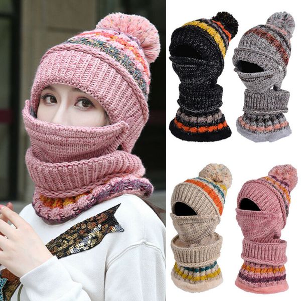 winter women pom pom beanie 3 set hat+scarf+mask neck casual thermal cap beanies, Blue;gray
winter women pom pom beanie 3 set hat+scarf+mask neck casual thermal cap beanies, Blue;gray