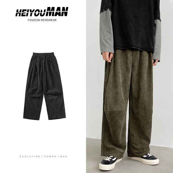 autumn corduroy pants men's fashion retro casual drawstring straight pants men streetwear loose hip-hop pleated trousers mens, Black
autumn corduroy pants men's fashion retro casual drawstring straight pants men streetwear loose hip-hop pleated trousers mens, Black