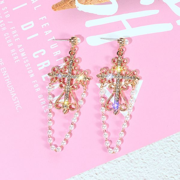 exaggerated hollow cross earrings pearl designer hoop gold big diamond fashion earrings studs pendientes de diseño, Golden
exaggerated hollow cross earrings pearl designer hoop gold big diamond fashion earrings studs pendientes de diseño, Golden