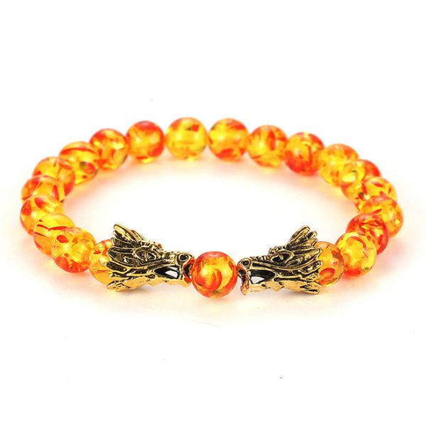 10 pcs handmade weave gold plated chinese dragon head connect amber beads stretchy bracelet white howlite stone jewelr, Black
10 pcs handmade weave gold plated chinese dragon head connect amber beads stretchy bracelet white howlite stone jewelr, Black