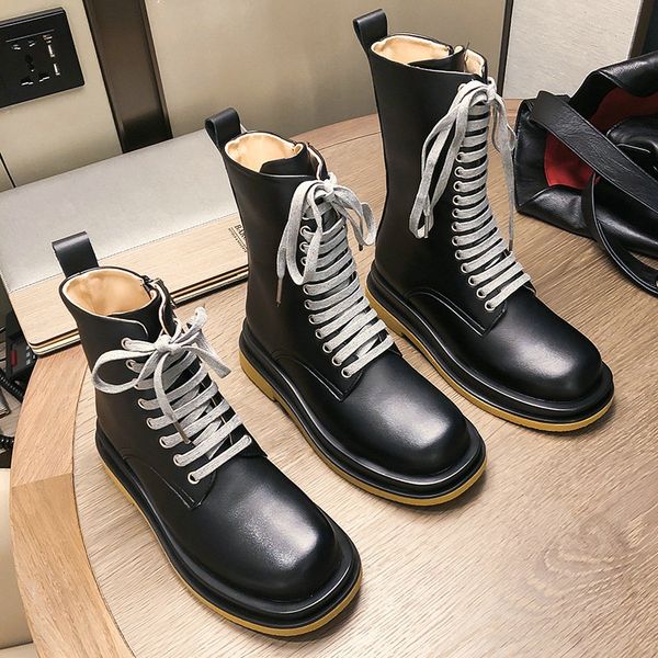 boots 2021 autumn thick-soled short lace up cowhide leather female british style side zipper rider, Black
boots 2021 autumn thick-soled short lace up cowhide leather female british style side zipper rider, Black