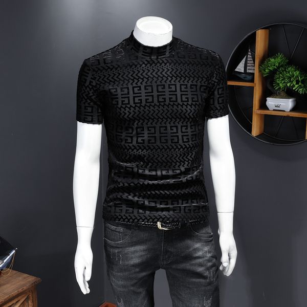 2020 new gold velvet ice silk hollow short-sleeved round neck t-shirt men's self-cultivation trendy men's half-sleeved bottoming s, White;black
2020 new gold velvet ice silk hollow short-sleeved round neck t-shirt men's self-cultivation trendy men's half-sleeved bottoming s, White;black