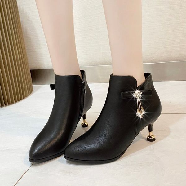 elegant woman boots zipper crystal pointe shoes winter footwear booties ladies rhinestone pointy 2020 leather rock rubber med, Black
elegant woman boots zipper crystal pointe shoes winter footwear booties ladies rhinestone pointy 2020 leather rock rubber med, Black