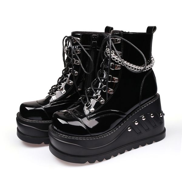 ankle boots for women punk shoes classics gothic boots patent leather chain wedges women wedge platform black
ankle boots for women punk shoes classics gothic boots patent leather chain wedges women wedge platform black
