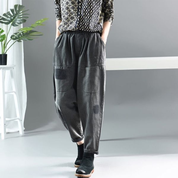 women's jeans arrival autumn arts style women elastic waist loose vintga all-matched casual cotton denim patchwork harem pants a65, Blue
women's jeans arrival autumn arts style women elastic waist loose vintga all-matched casual cotton denim patchwork harem pants a65, Blue