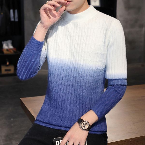 men's sweaters 2021 autumn half-collar sweater youth thick gradient color base, White;black
men's sweaters 2021 autumn half-collar sweater youth thick gradient color base, White;black
