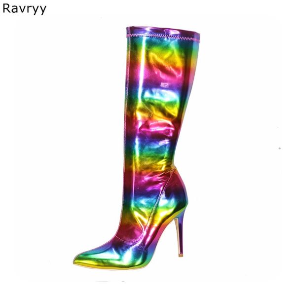 rainbow woman's long boots pointed toe thin heel women booties candy color autumn winter fashion model party club female shoe, Black
rainbow woman's long boots pointed toe thin heel women booties candy color autumn winter fashion model party club female shoe, Black