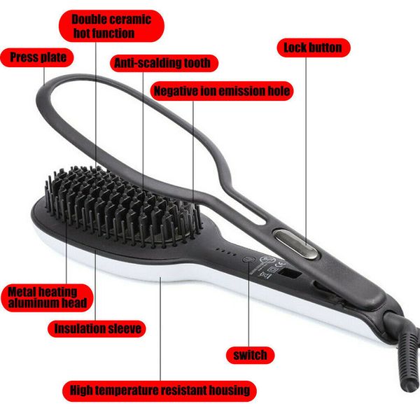 new ceramic styling brush with precision press straight curl dual-purpose comb hairdresser smr88, Silver
new ceramic styling brush with precision press straight curl dual-purpose comb hairdresser smr88, Silver
