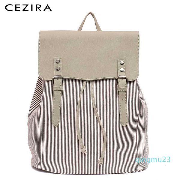 wholesale-cezira fashion women's backpack canvas strip travel bag pu school bag ladies large knapsack female casual rucksack shoulder b
wholesale-cezira fashion women's backpack canvas strip travel bag pu school bag ladies large knapsack female casual rucksack shoulder b