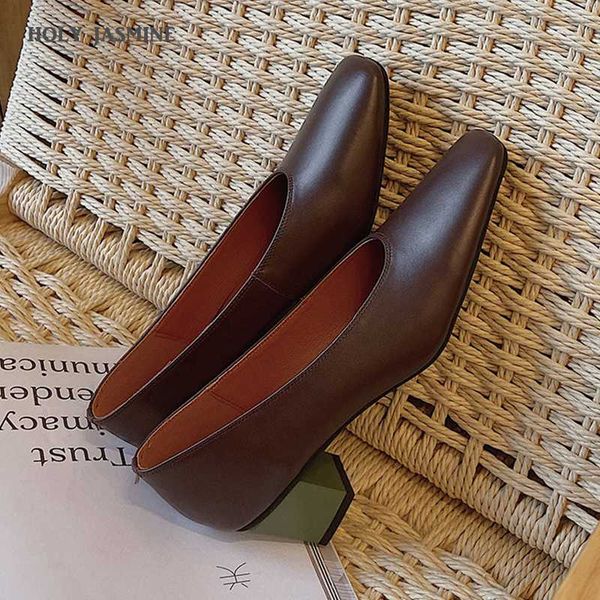 dress shoes genuine leather pumps women square toe footwear shallow office female fashion heels 5.5cm woman autumn 2021, Black
dress shoes genuine leather pumps women square toe footwear shallow office female fashion heels 5.5cm woman autumn 2021, Black
