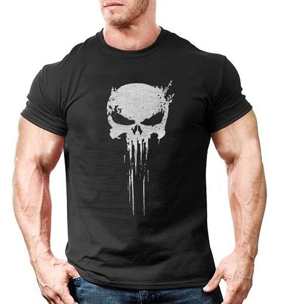 mens skull logo punisher t shirt s-xxxl