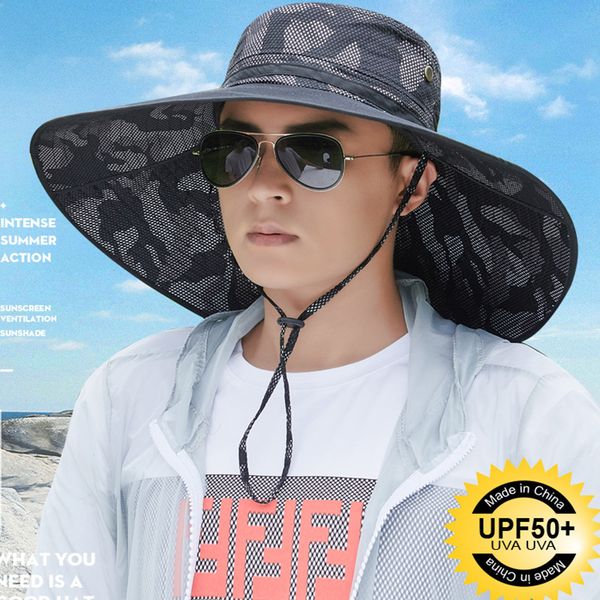 fisherman hat summer men's camouflage big brim fishing breathable sun hats outdoor climbing sunscreen foldable sun cap, Blue;gray
fisherman hat summer men's camouflage big brim fishing breathable sun hats outdoor climbing sunscreen foldable sun cap, Blue;gray