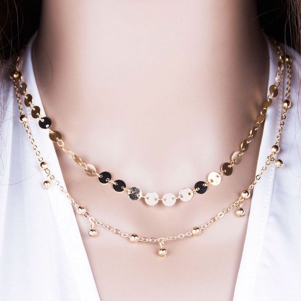 atmosphere exquisite round bead clavicle chain fashion double-layer disc necklace, Silver
atmosphere exquisite round bead clavicle chain fashion double-layer disc necklace, Silver