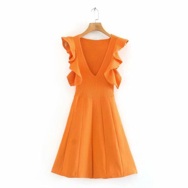 casual dresses 2021 women fashion v neck cascading ruffles knitted orange mini dress female patchwork a line vestidos chic brand ds3772, Black;gray
casual dresses 2021 women fashion v neck cascading ruffles knitted orange mini dress female patchwork a line vestidos chic brand ds3772, Black;gray