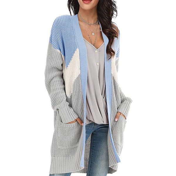 2020 autumn and winter new womens european and american foreign trade knitted cardigan v-geometric mixing color sweater cardigan, White;black
2020 autumn and winter new womens european and american foreign trade knitted cardigan v-geometric mixing color sweater cardigan, White;black