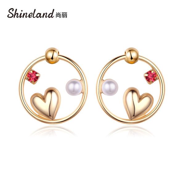 stud shineland metal heart pearl circle earrings for women fashion party jewelry trendy accessories female gift, Golden;silver
stud shineland metal heart pearl circle earrings for women fashion party jewelry trendy accessories female gift, Golden;silver