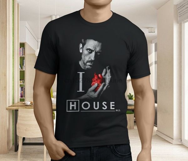 new popular house tv show i love heart dr house men black t-shirt size s-3xl