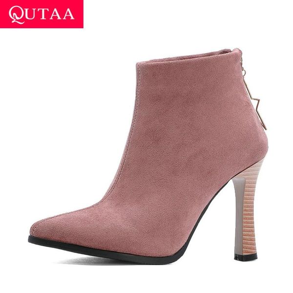 qutaa 2021 flock star zipper ankle boots pointed toe autumn winter women shoes high heel keep warm short boots big size 34-43, Black
qutaa 2021 flock star zipper ankle boots pointed toe autumn winter women shoes high heel keep warm short boots big size 34-43, Black