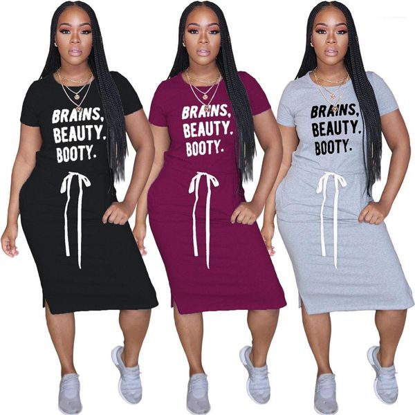 dress famale summer casual clothes womens letter short sleeve dress lace up waist down crew neck loose, Black;gray
dress famale summer casual clothes womens letter short sleeve dress lace up waist down crew neck loose, Black;gray