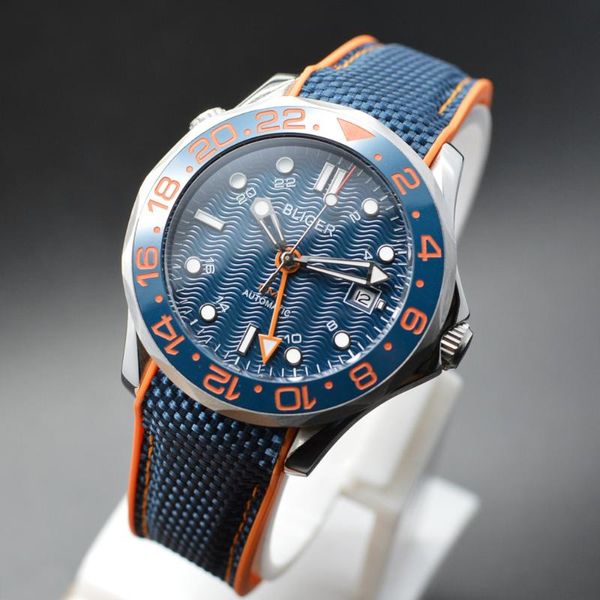 wristwatches 41mm bliger blue dial gmt hand luminous marks ceramic bezel sapphire glass date automatic mens watch, Slivery;brown
wristwatches 41mm bliger blue dial gmt hand luminous marks ceramic bezel sapphire glass date automatic mens watch, Slivery;brown