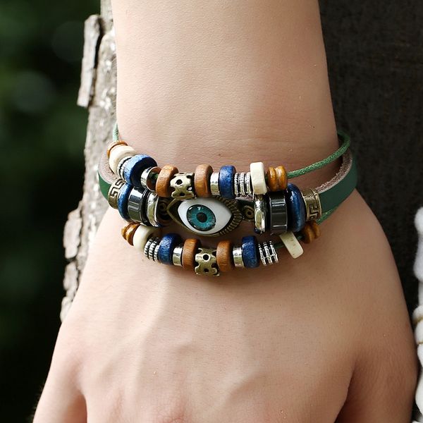 beaded, strands bracelet eyes leather hand-knitted style beads charm personality bohemian, Black
beaded, strands bracelet eyes leather hand-knitted style beads charm personality bohemian, Black